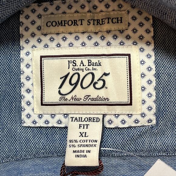 Jos A Bank Comfort Stretch Tailored Shirt in Blue Size X-Large - Picture 8 of 12